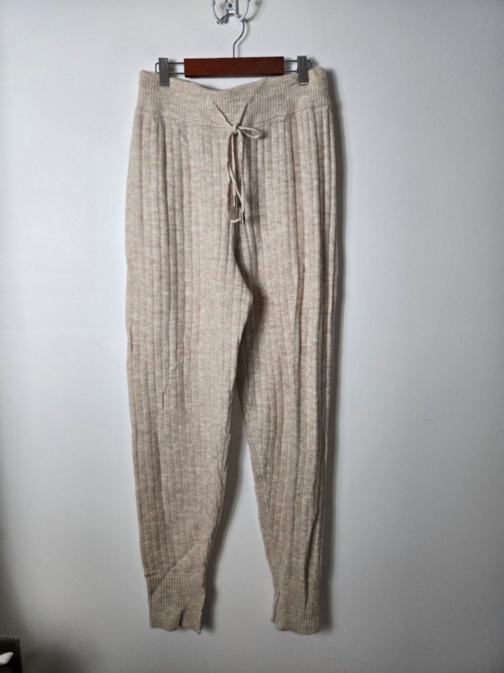 Free People Intimately Size S Around the Clock Ribbed Knit Jogger Pants Oatmeal